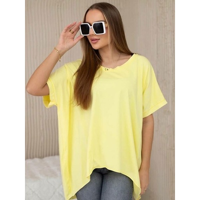 Stylové dámské oversize tričko 67142AF žluté