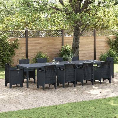 vidaXL Градинска маса Антрацит 350 x 100 x 74 см полиратан (3378524)