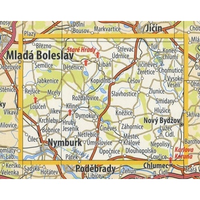 KČT 18 Nymbursko a Kopidlnosko - nástěnná turistická mapa 60 x 90 cm Varianta: bez rámu v tubusu, Provedení: laminovaná mapa v lištách