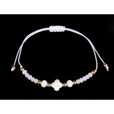 Prima-obchod náramek shamballa s perletí a broušenými korálky bílá 64755