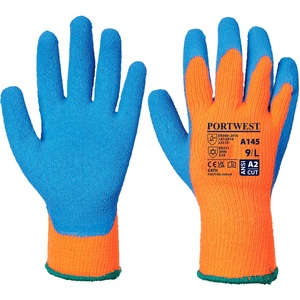 Portwest cold grip a145 / Зимни латексови ръкавици - оранжеви/сини m (a145oblm)