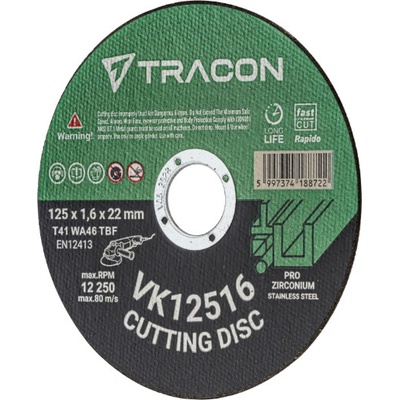 Tracon rezný kotúč 125 x 1,6 x 22 mm VK12516