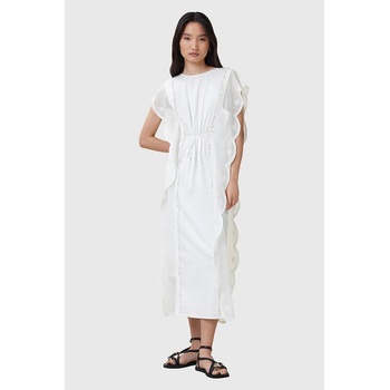 AllSaints Памучна рокля AllSaints OLA в бяло среднодълга със стандартна кройка W197DC (W197DC)