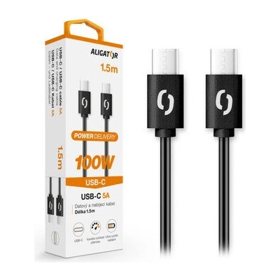 Aligator DATKP46 Dátový POWER 5A USB-C - USB-C, 100W, 1,5m, černý