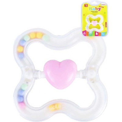 Dudlu Baby chrastítko srdce s kuličkami pastelové transparentní plast