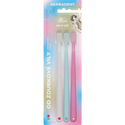 Herbai Herbadent Kids Glow Zubné kefky s veľmi jemnými vláknami 3 ks
