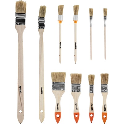 SPARTA Комплект четки, 10бр. (пл. 1/2" , 3/4" , 1" , 1_1/2" ; кръгли №2, №4; радиат. 1" , 1_1/2" ; блажна боя №2, №6) sparta