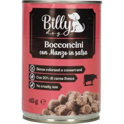 Billy Dog šťavnaté mäsové kúsky s hovädzím mäsom v lahodnej omáčke 415 g