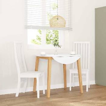 vidaXL трапезни столове 2 бр. бяла масивна дървесина гума (4102459)