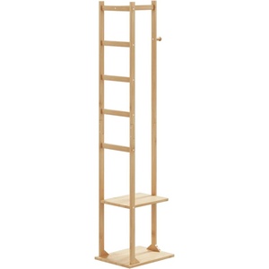 vidaXL Закачалка за палта с куки и рафтове, 38, 5x30x156 см, бамбук (4008918)