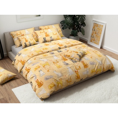 Textilomanie bavlna obliečky CHROMA CATS krémové 2x70x90 200x220