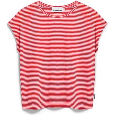 Armedangels Дамска тениска ARMEDANGELS Women's Slub Jersey Stripe T-shirt - Pink Mist / Mars Red (916-6596-0512)