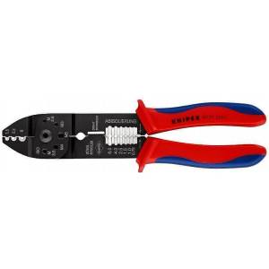 KNIPEX Клещи за кримпване на кабелни накрайници 0.5-6мм2 неизолирани, синьо-червена ръкохватка 230мм, Knipex (K9721215C)