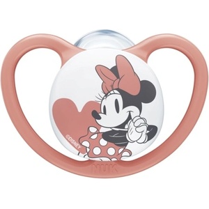 Nuk Силиконова залъгалка Nuk - Space Mickey, 18-36 m, червена, с кутийка (10739747) - baby