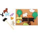Bigjigs Toys Творческа игра Bigjigs - Ферма, с коркова дъска и чукче (BJ178) - ozone