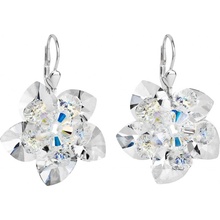 Swarovski Elements Edelweiss Snowflake krystal stříbrné náušnice visací bílá vločka protěž kytička 31130.1 Crystal bílá čirá křišťálová