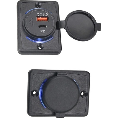 34661 USB QC3.0 + USB-C PD zásuvka 12/24V, montáž na povrch