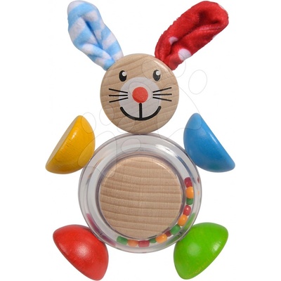 Eichhorn Dřevěné chrastítko Rabbit 2in1 Baby zajíček s kuličkami v bříšku
