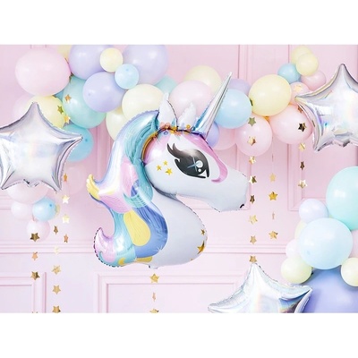 Party Deco FB74 Fóliový balón Dúhový jednorožec biely 73x90cm
