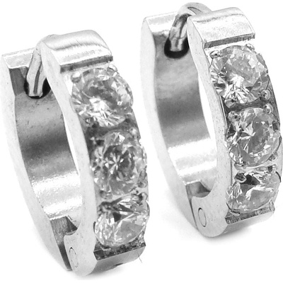 Steel Jewelry náušnice bílé krystalkové kroužky z chirurgické oceli NS220246