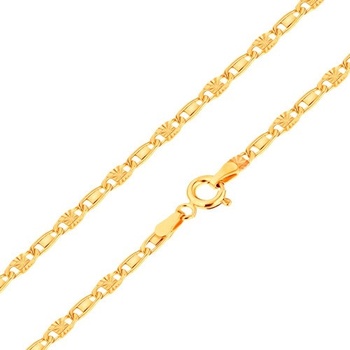Šperky eshop Retiazka v žltom 14K zlate, hladký a lúčovitý článok S3GG169.24