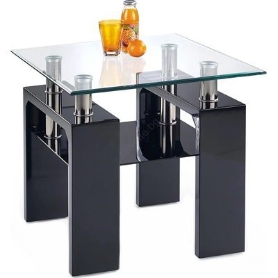 Halmar Масичка за кафе DIANA 55x60 cm черен/прозрачен (HA0104)