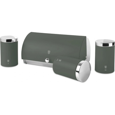 BERLINGERHAUS Chlebník a sada dóz na potraviny 4 ks Matte Green Collection BH-6833