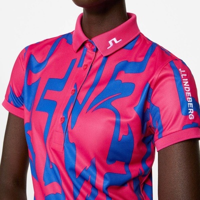 J.Lindeberg Dámska polokošeľa Tour Tech Print Polo Glitch Bridge Pink