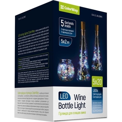 COLORWAY 5x LED řetěz/ vnitřní / 5x 20 LED / délka 5x 2m / více barevný/ napájení baterie