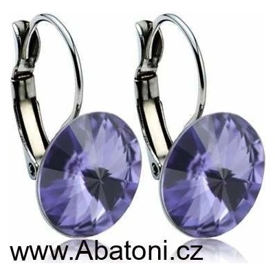Swarovski Elements Rivoli vlepený krystal stříbrné náušnice visací zelené kulaté 31106.3 Tanzanite fialová