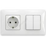 Legrand - Двоен ключ № 5 и битов контакт SCHUKO с рамка NILOE 250V бял (LR0113C)