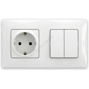 Legrand - Двоен ключ № 5 и битов контакт SCHUKO с рамка NILOE 250V бял (LR0113C)