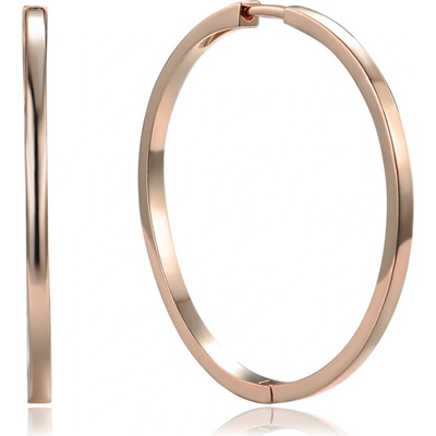 MINET 1371 Rose gold stříbrné náušnice hranaté kruhy 4 cm