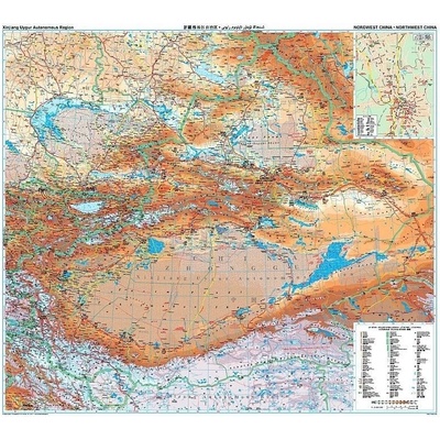 Gizi Map Čína severozápad (China Northwest) - nástěnná mapa 99 x 88 cm Varianta: bez rámu v tubusu, Provedení: laminovaná mapa v lištách