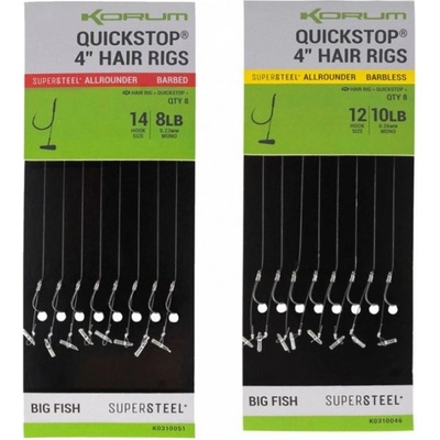 Korum Hotové Návazce Big Fish Quickstop Hair Rigs Barbed 10cm veľ.12 0,26mm 8ks