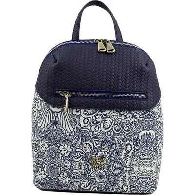 Български обувки Дамска раница чанта с преден цип в син цвят 872-6