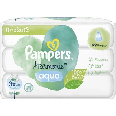 Pampers Мокри кърпички Pampers - Harmonie Aqua, 3 x 48 броя