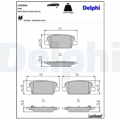 Sada brzdových platničiek kotúčovej brzdy DELPHI LP3554