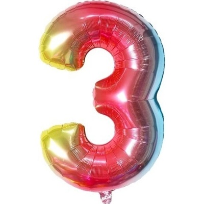 IMPAP Fóliový balónek 80 cm číslice 3 duhový 24227