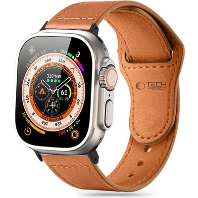 Каишка от естествена кожа за Apple Watch 6/7/8/9/10/SE (40/41/42 mm) от Tech-Protect Naturalfit - Кафяв (5906302312641)