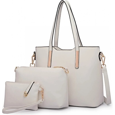 Miss Lulu kabelkový set bílá shopper kabelka 6648