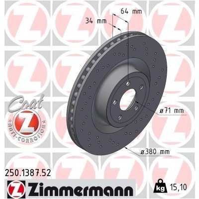 Brzdový kotúč (cena za 1ks) ZIMMERMANN 250.1387.52