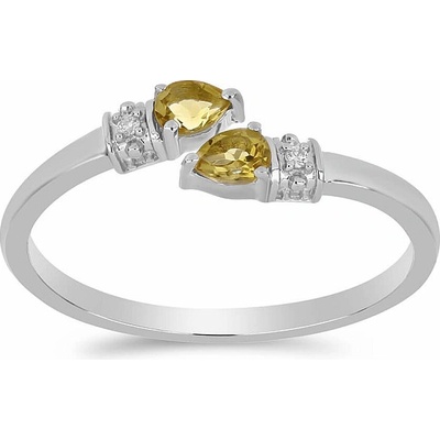 Nefertitis Prsten stříbrný s broušeným citrínem a zirkony 016430 CT