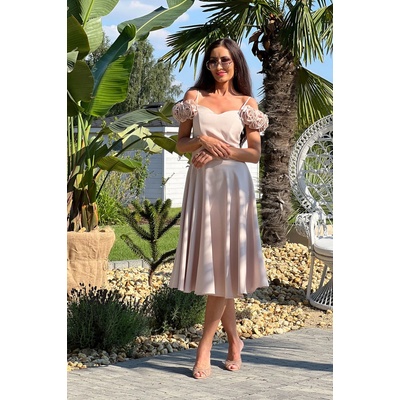 Elizabeth Collection midi šaty s ružami béžové