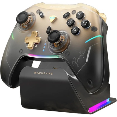 Bezdrátový herní ovladač Machenike G5Pro Premium Edition s nabíjecí stanicí – černo-zlatý