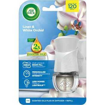 Air Wick Elektrický osviežovač vzduchu Cotton and White Orchid s náplňou 19 ml