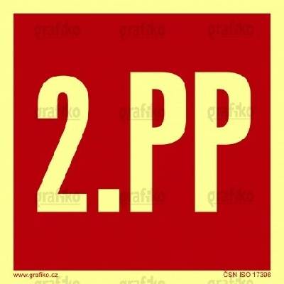 Grafiko | Označení podlaží - 2.PP - fotoluminiscenční - Materiál Samolepící PVC folie, Rozměr 200x200mm