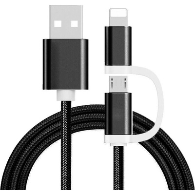 Bomba Micro USB, iPhone kábel 2v1 Čierna B165/BLACK