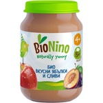 BioNino Био плодово пюре BioNino - Ябълки и сливи, 4 м+, 190 g (BN2171) - ozone