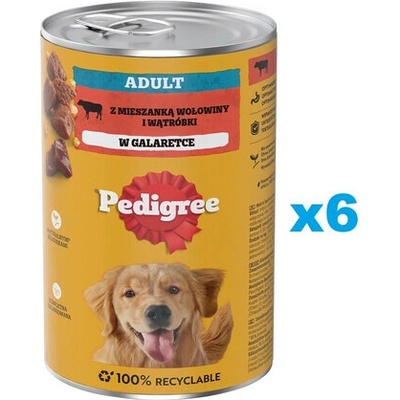Pedigree Adult s hovädzím v želé 6 x 1200 g